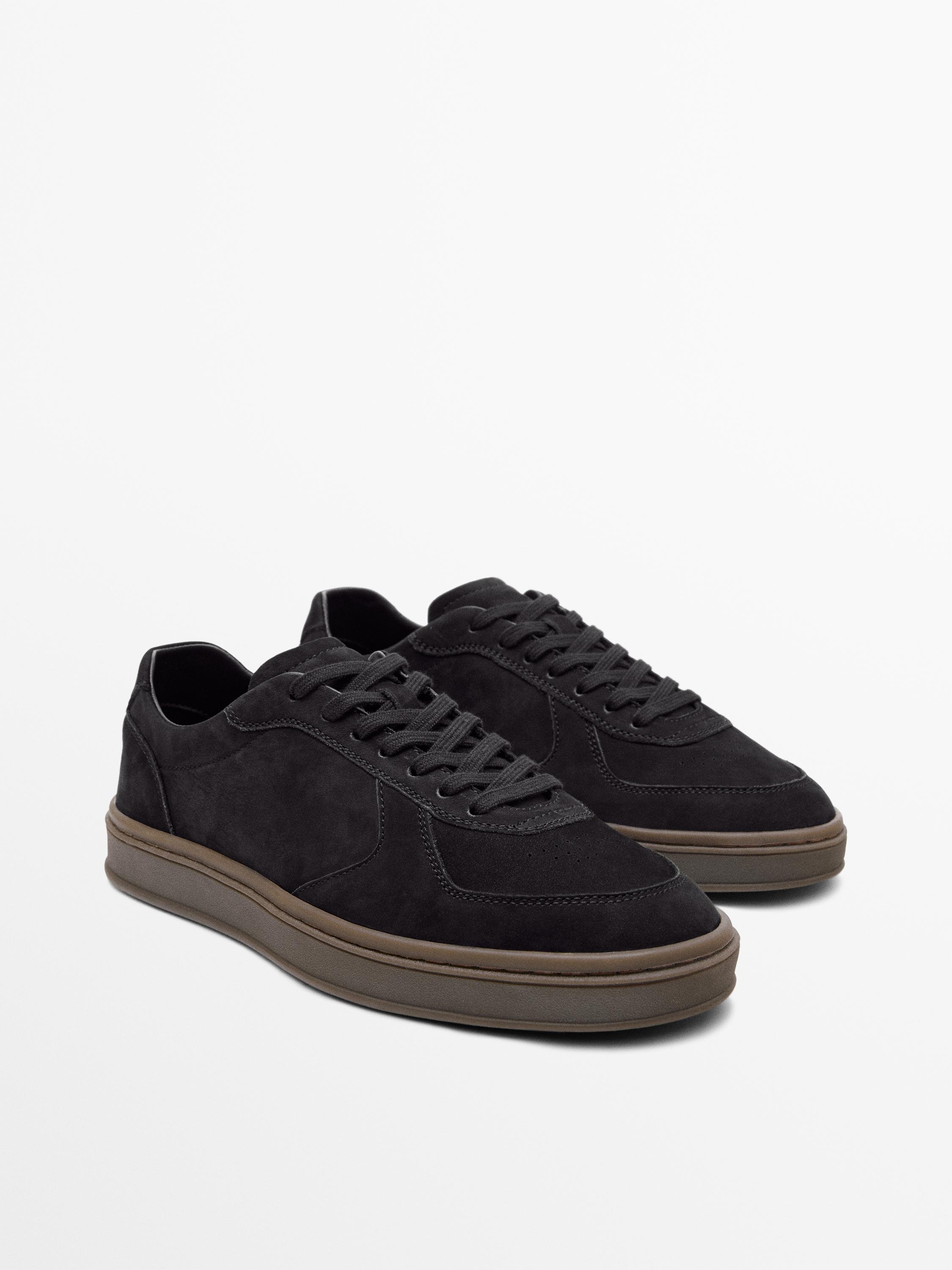 Tennis en nubuck à semelle contrastante